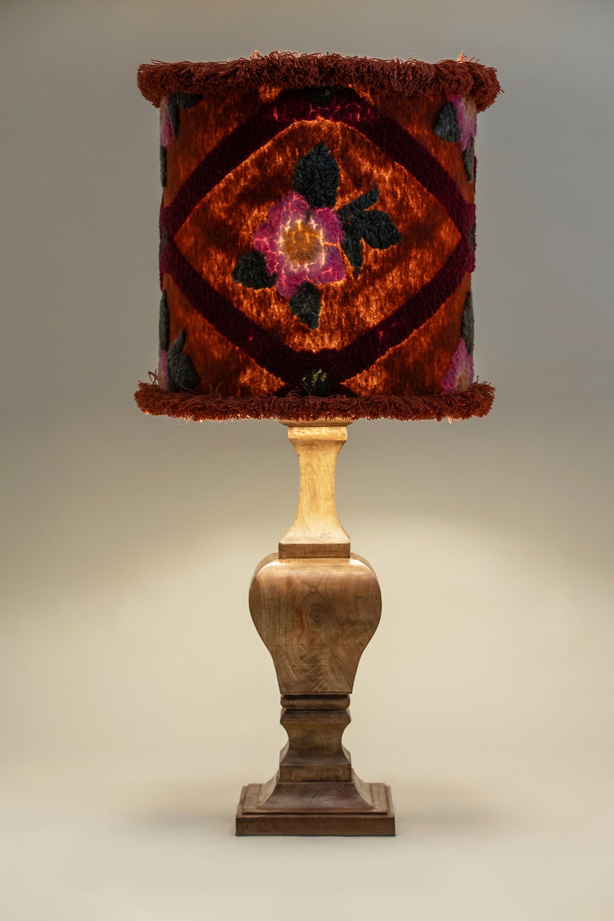 Rose Flower Terracotta - Paralume Cilindro Alto in Lana Cotta
