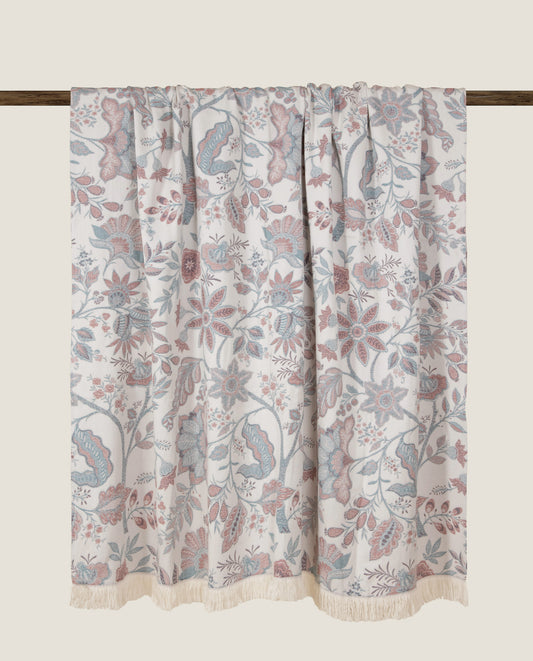 Plaid in 100% cotone Dai colori tenui e naturali con frange