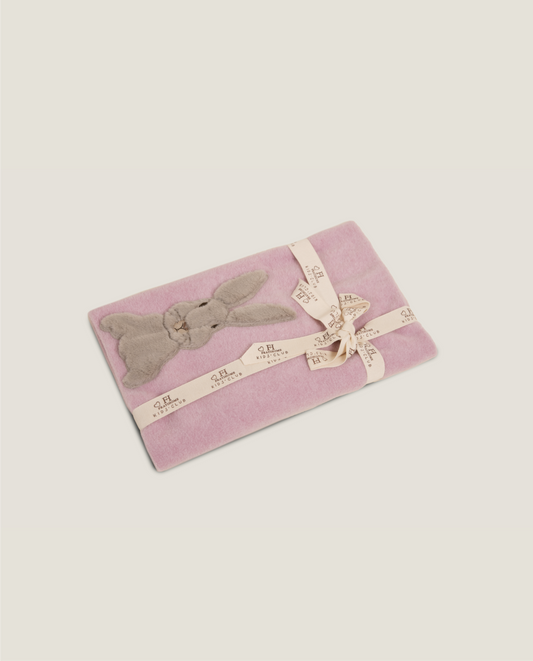 Plaid in soft Bamboo rosa con Coniglietto applicato