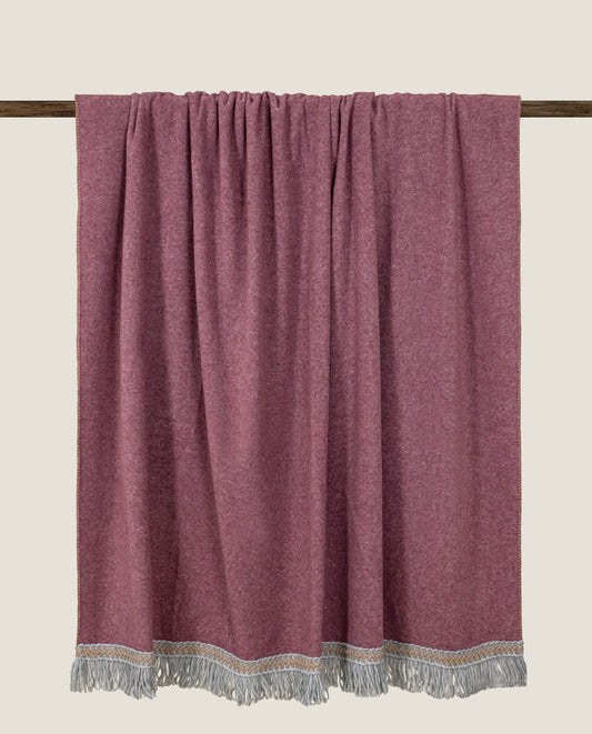 Plaid in soft bamboo color Granata con frangia Rousseau