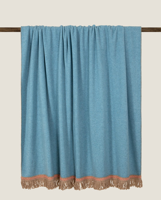 Plaid in soft bamboo color pavone con frangia Matisse