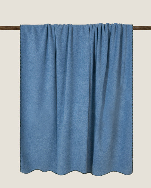 Plaid in soft bamboo color blu denim con punto cavallo