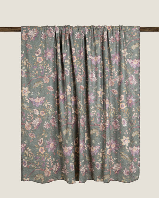 Plaid in soft bamboo stampato a tema floreale