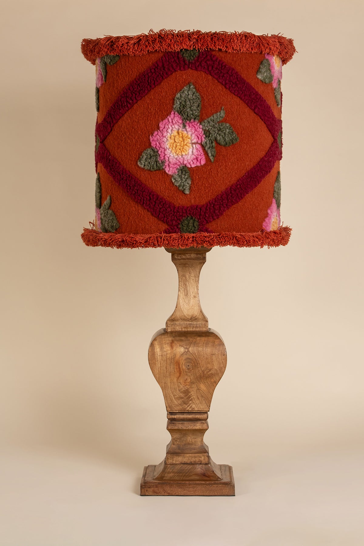 Rose Flower Terracotta - Paralume Cilindro Alto in Lana Cotta