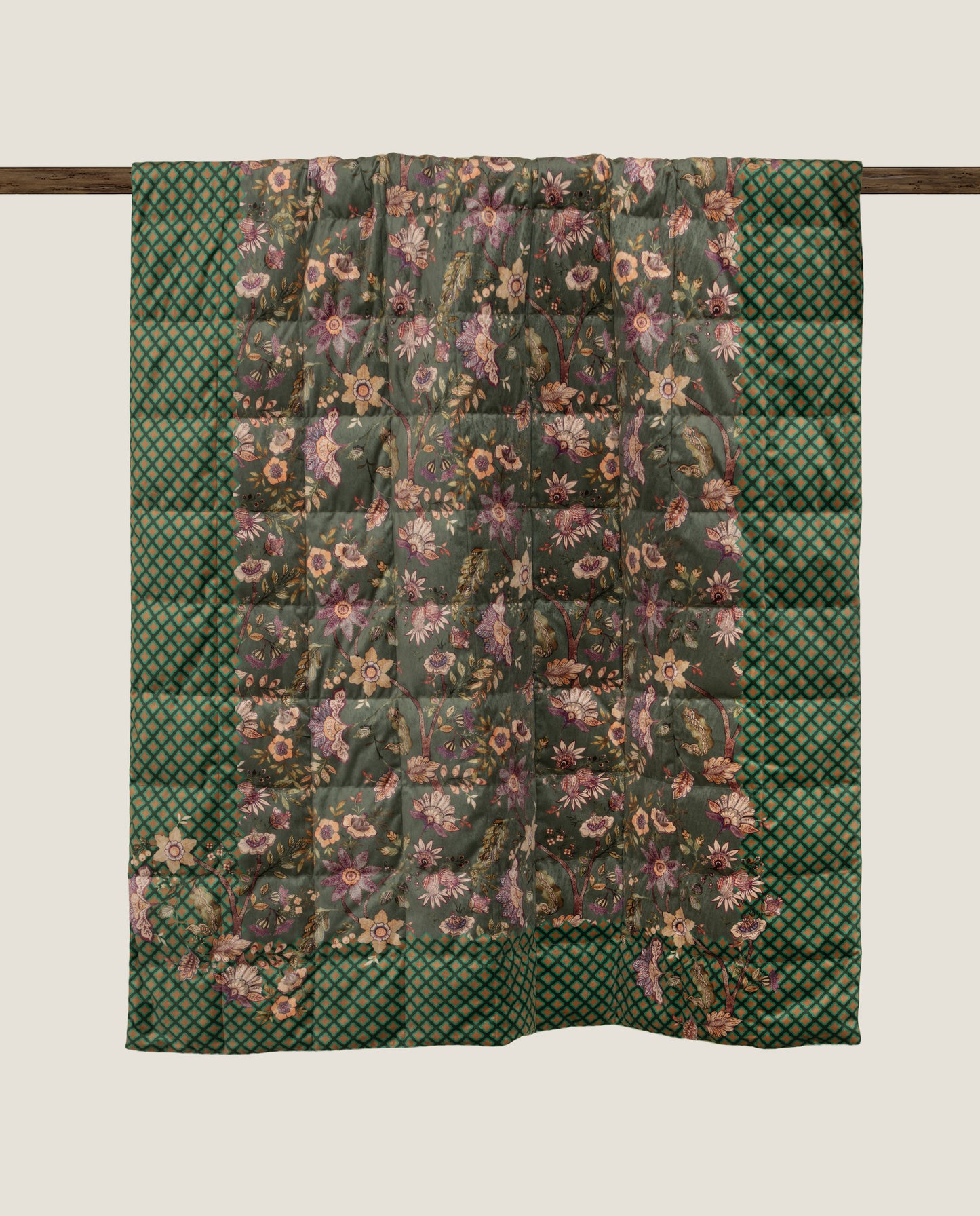 Floral Green – Printed Velvet and Goose Down Duvet