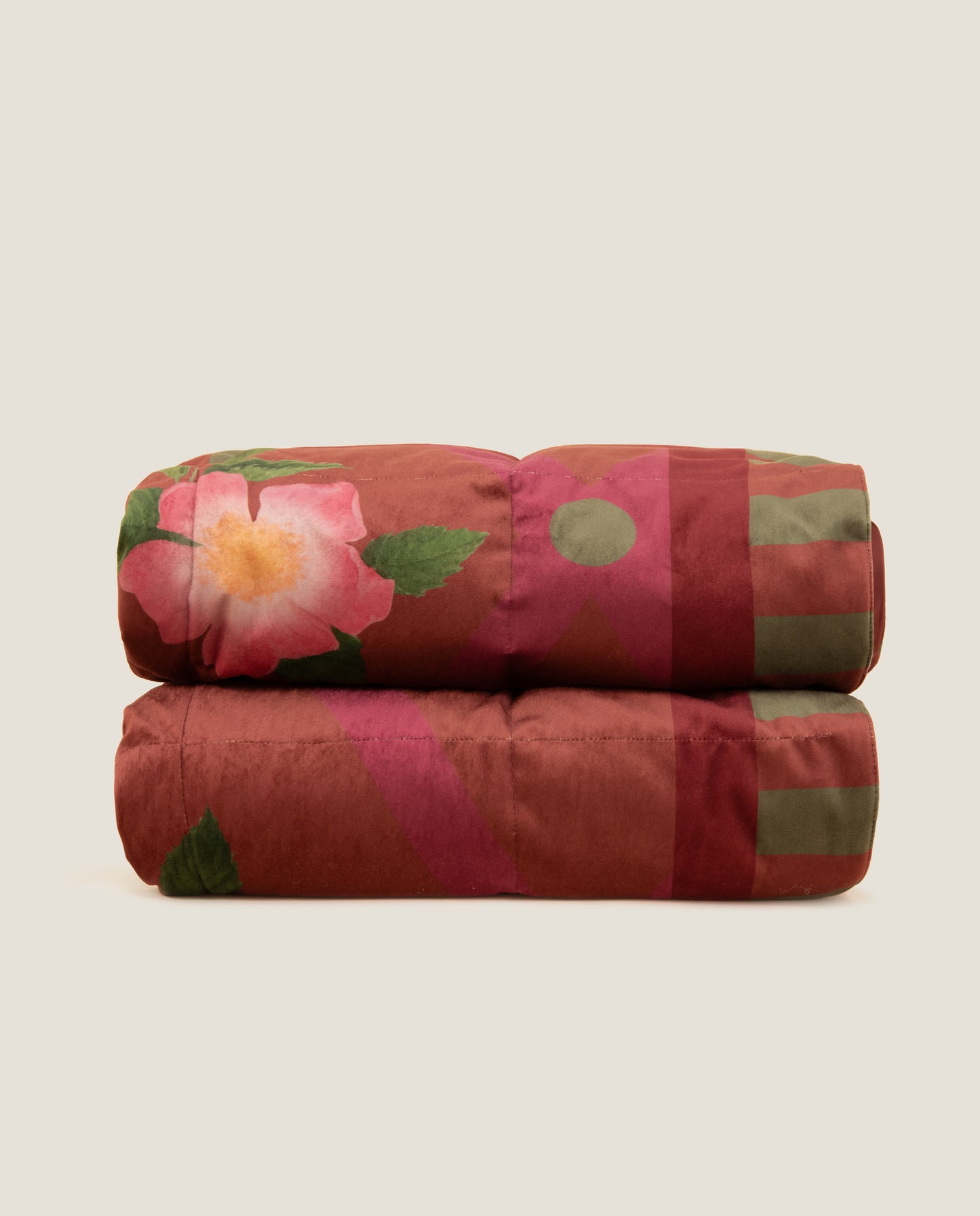 Rose Flower Terracotta – Printed Velvet and Goose Down Duvet