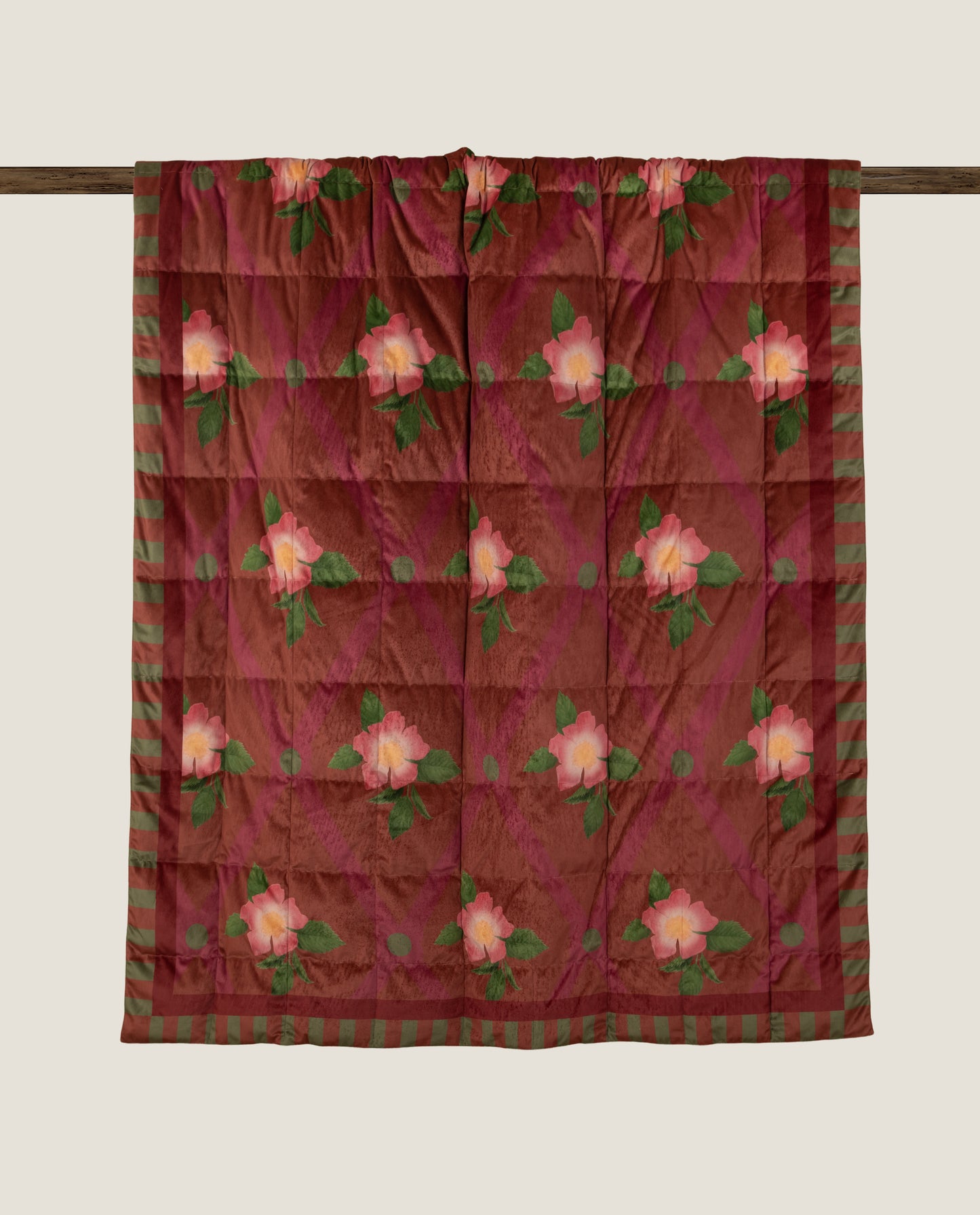 Rose Flower Terracotta – Printed Velvet and Goose Down Duvet
