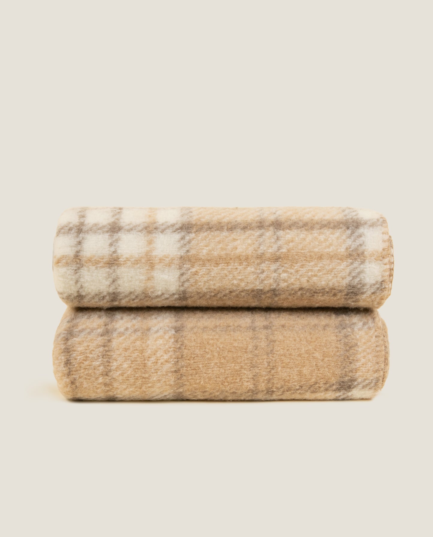 Mary Tartan Beige - Flat Boiled Wool Plaid