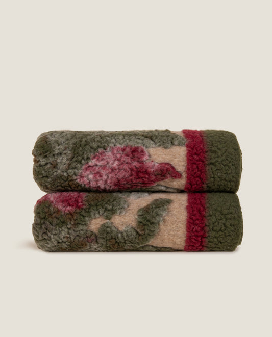 Forest King Beige - Plaid in Lana Cotta Merinos Certificata Woolmark
