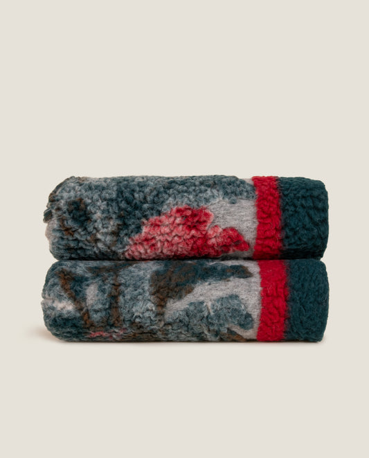 Forest King Grigio - Plaid in Lana Cotta Merinos Certificata Woolmark