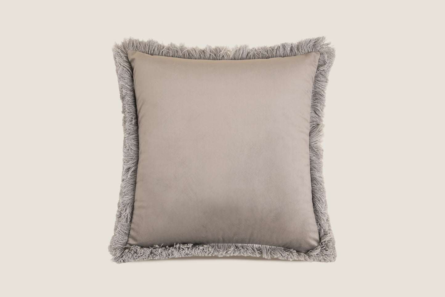 cuscino in velluto marabù grigio