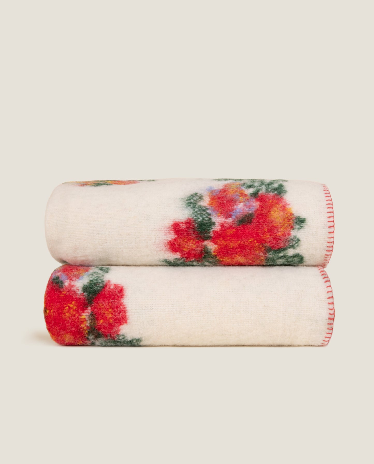 Mary Flower Bianco – Plain Boiled Wool Plaid