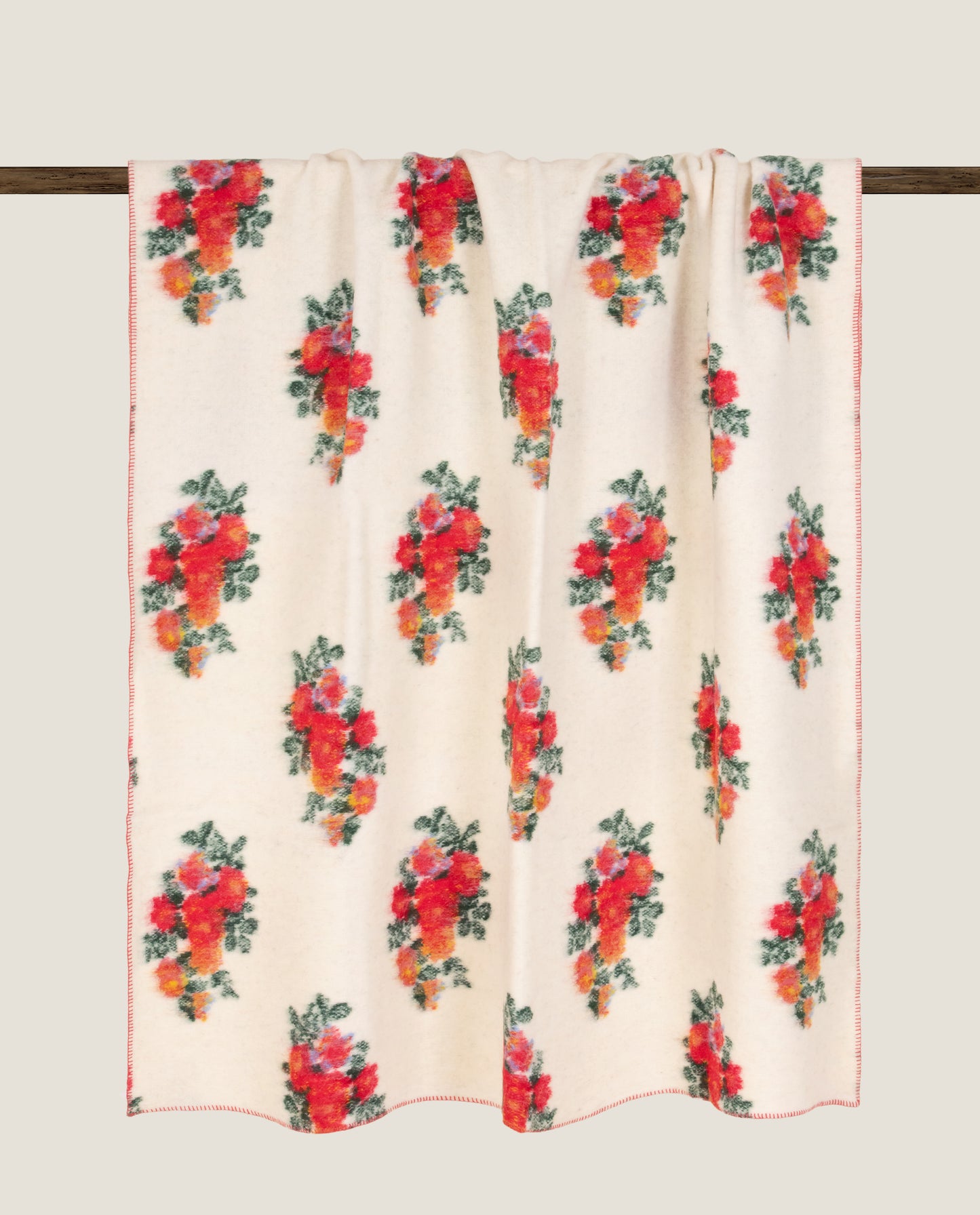 Mary Flower Bianco – Plain Boiled Wool Plaid
