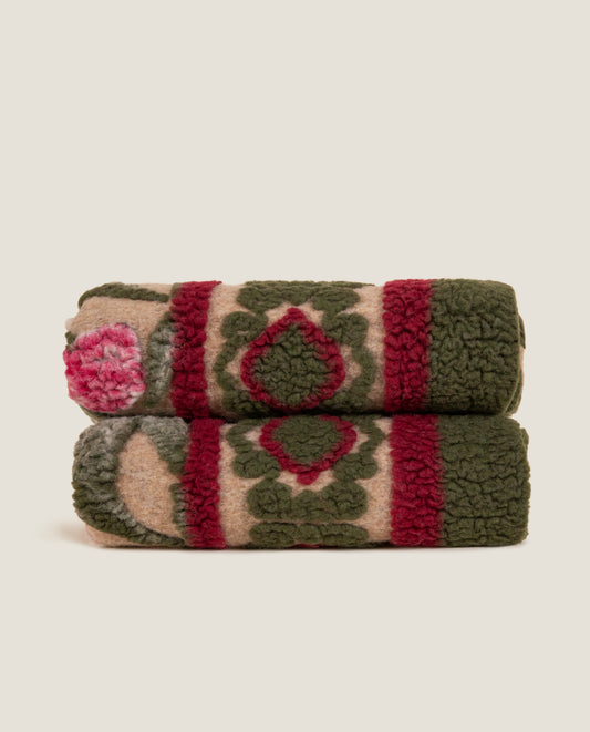 Oriental Peony - Plaid in Lana Cotta Merinos Certificata Woolmark