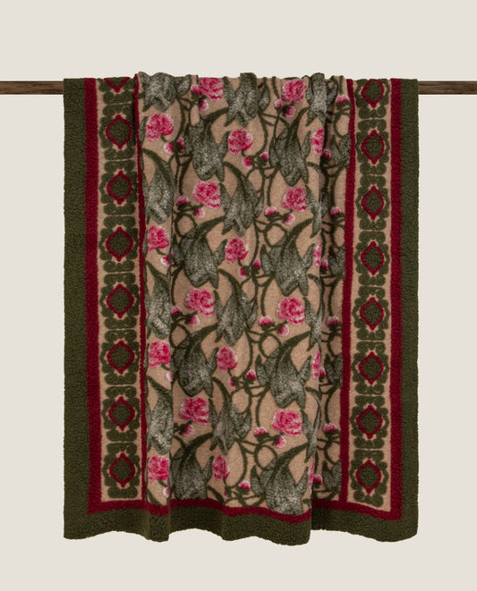 Oriental Peony - Plaid in Lana Cotta Merinos Certificata Woolmark