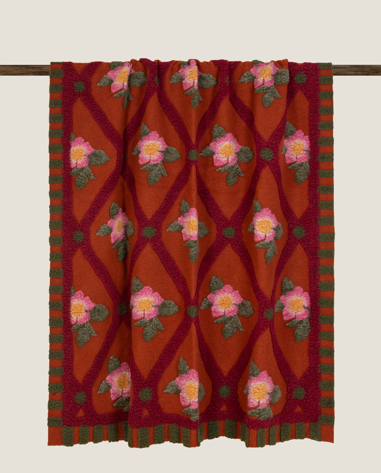 Rose Flower Terracotta – Merino Boiled Wool Plaid