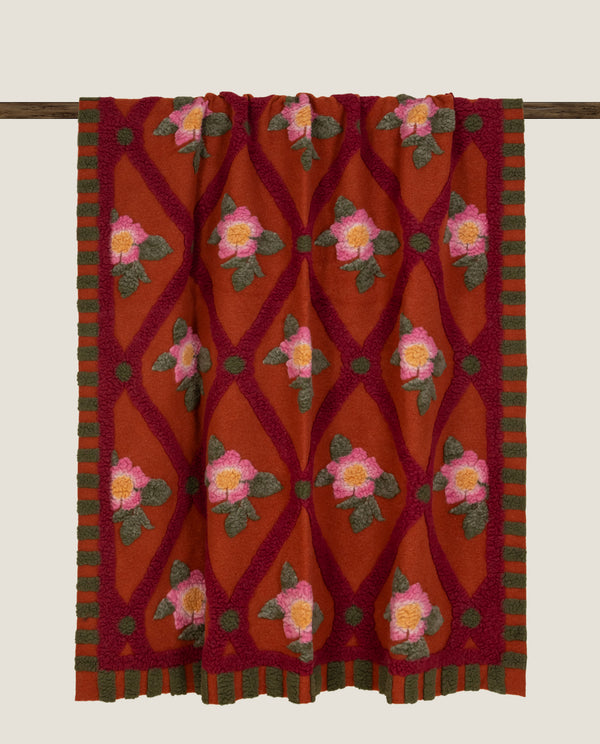 Rose Flower Terracotta – Merino Boiled Wool Plaid