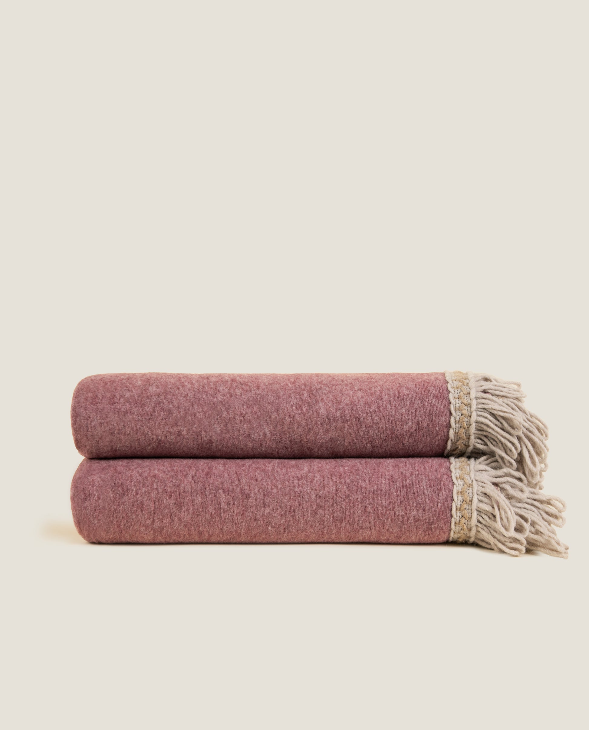 Plaid con Frangia Rousseau color Granata