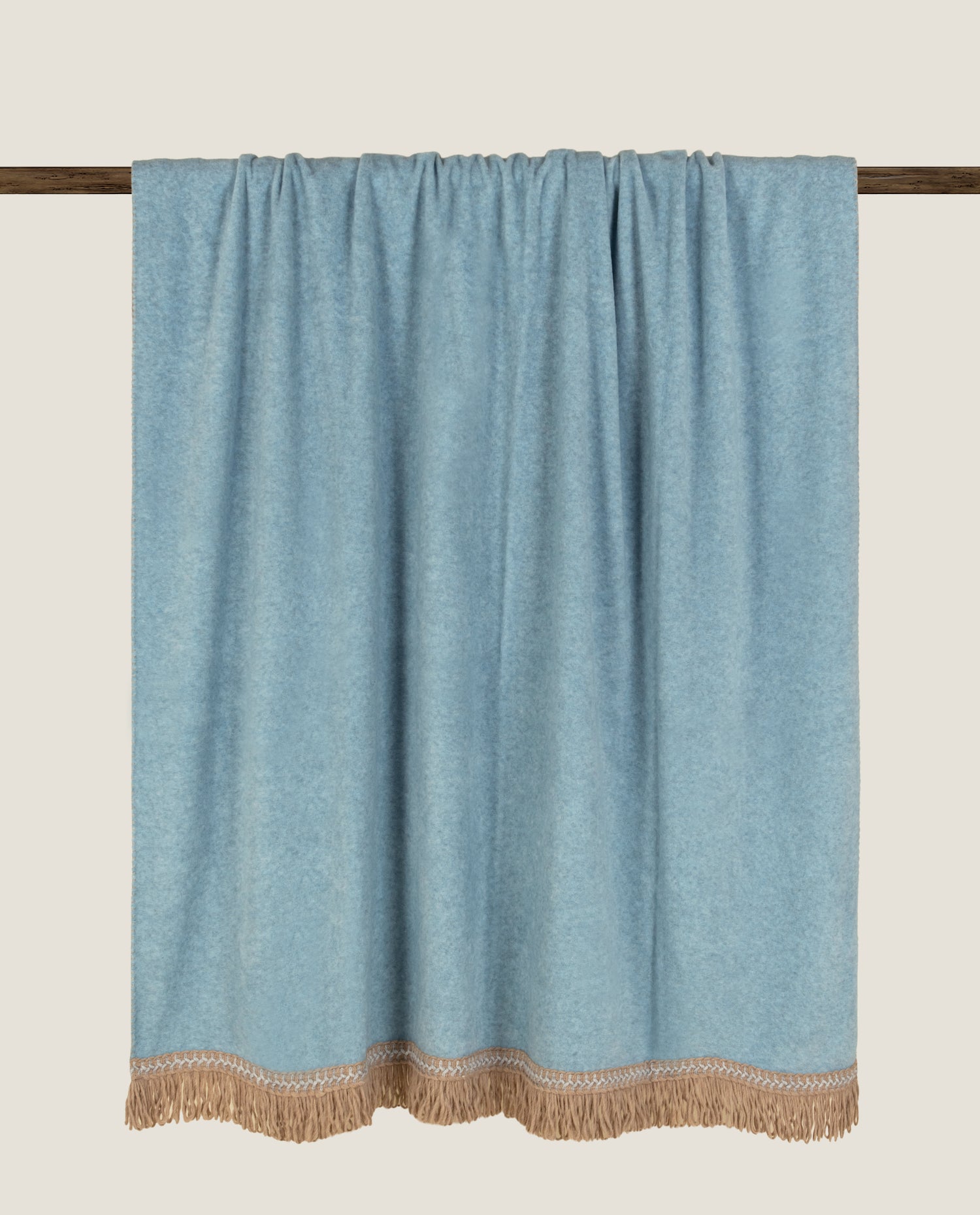 plaid con frangia Rousseau color pavone con punto cavallo