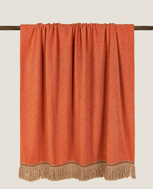 plaid in soft bamboo con lunga frangia brigitte color apricot