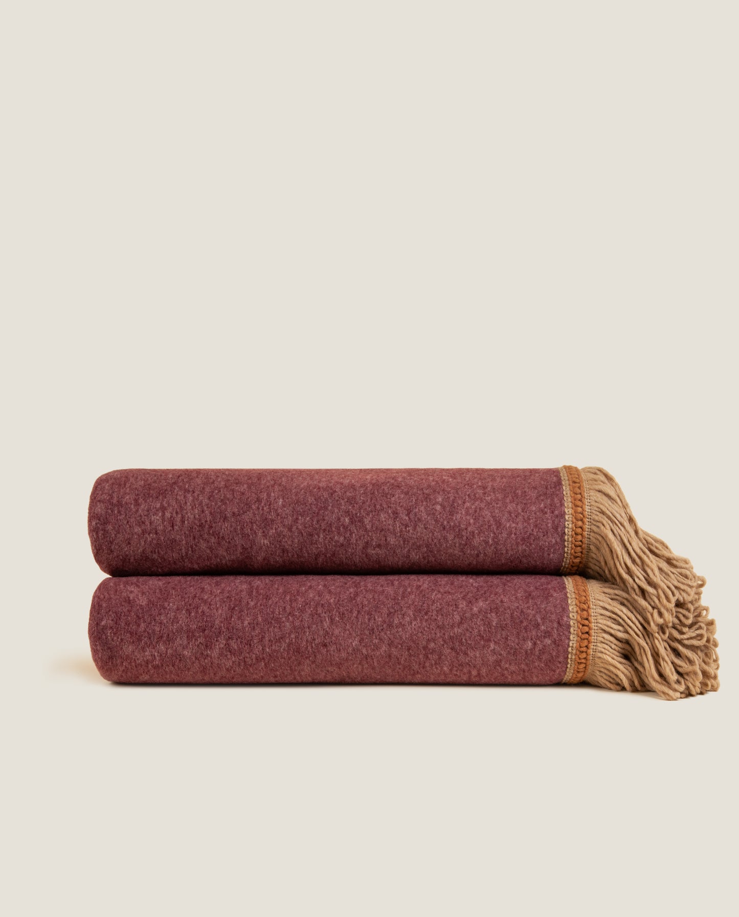 Plaid in soft bamboo con lunga frangia brigitte color burgundy