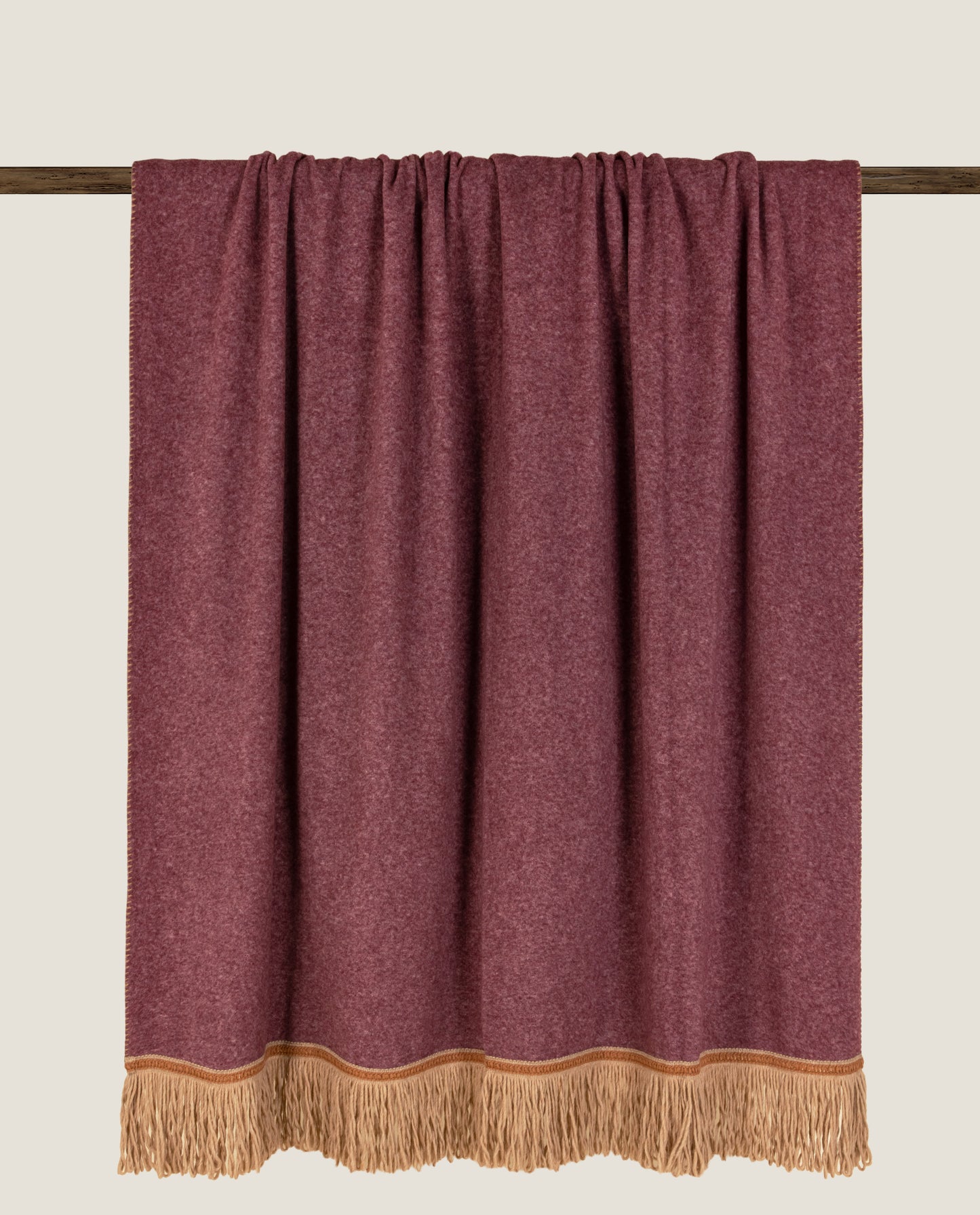 Plaid in soft bamboo con lunga frangia brigitte color burgundy