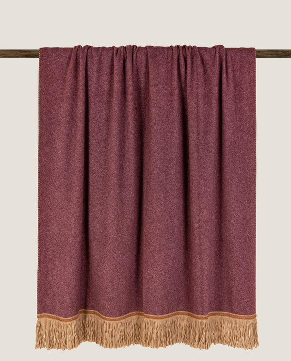 Plaid in soft bamboo con lunga frangia brigitte color burgundy